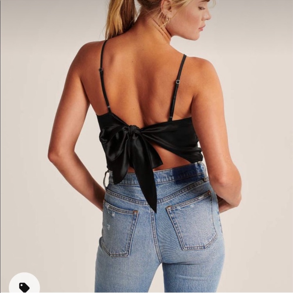 Abercrombie & Fitch Black Bodysuit w/Bow detail back Size Small